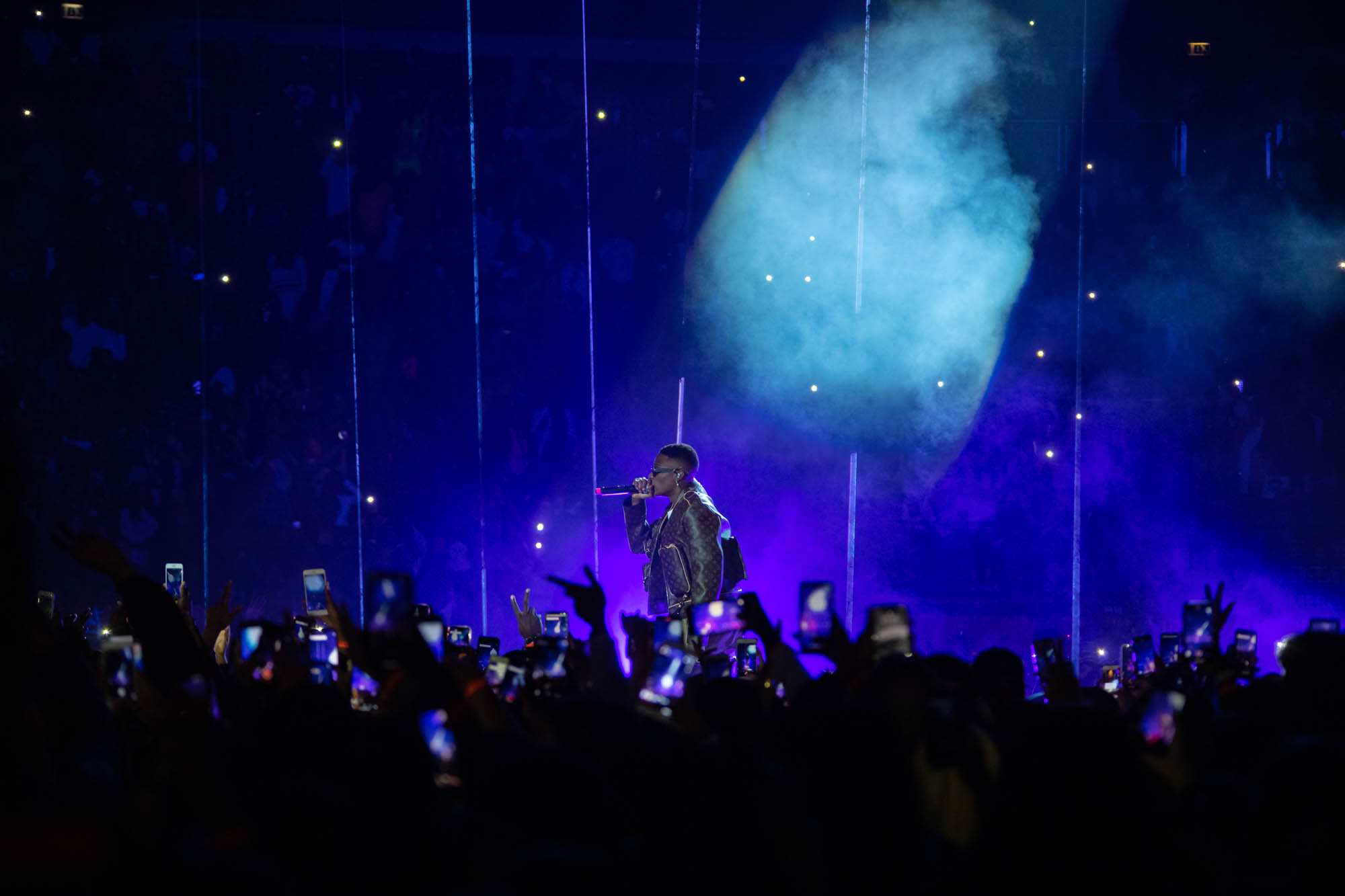 London, United Kingdom. 19th October 2019.  Wizkid performing live at starboy fest at The 02 Arena. Photographed by Michael Tubes